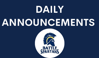  "Battle Spartans" school logo on a Dark Blue background with the words "BHS School News" in white